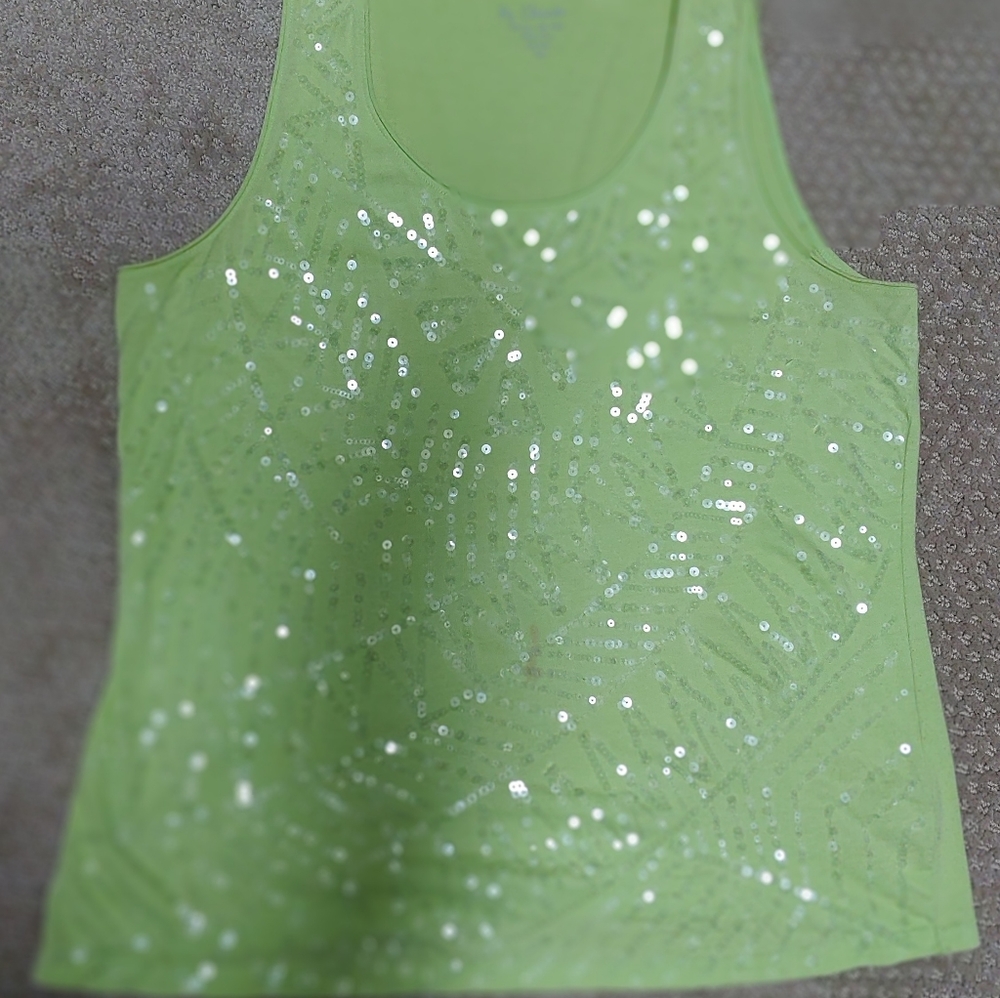 Sequined lime green tank top